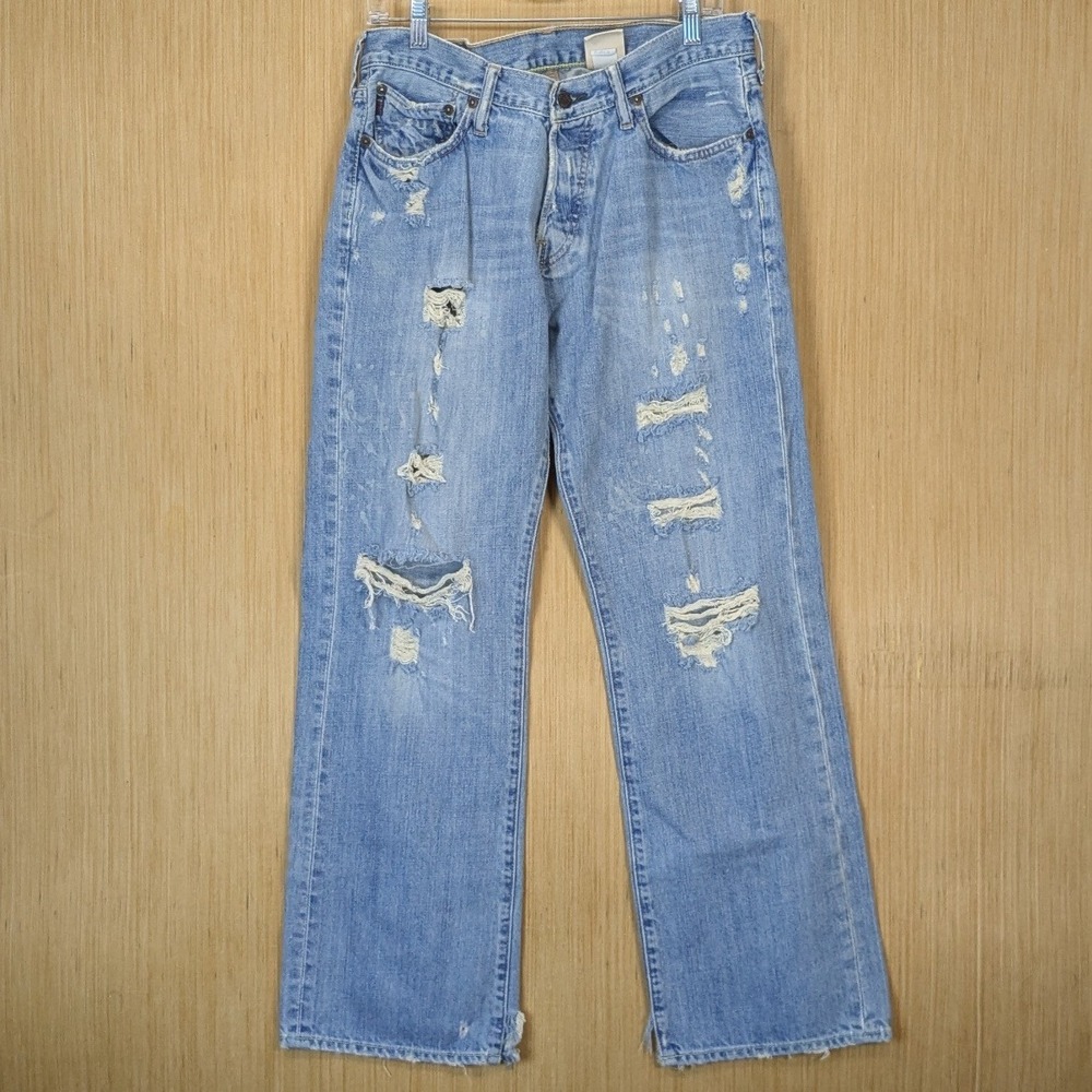 Abercrombie & Fitch Mens Distressed Low Rise Bootcut Jeans Vintage Y2K 31x32